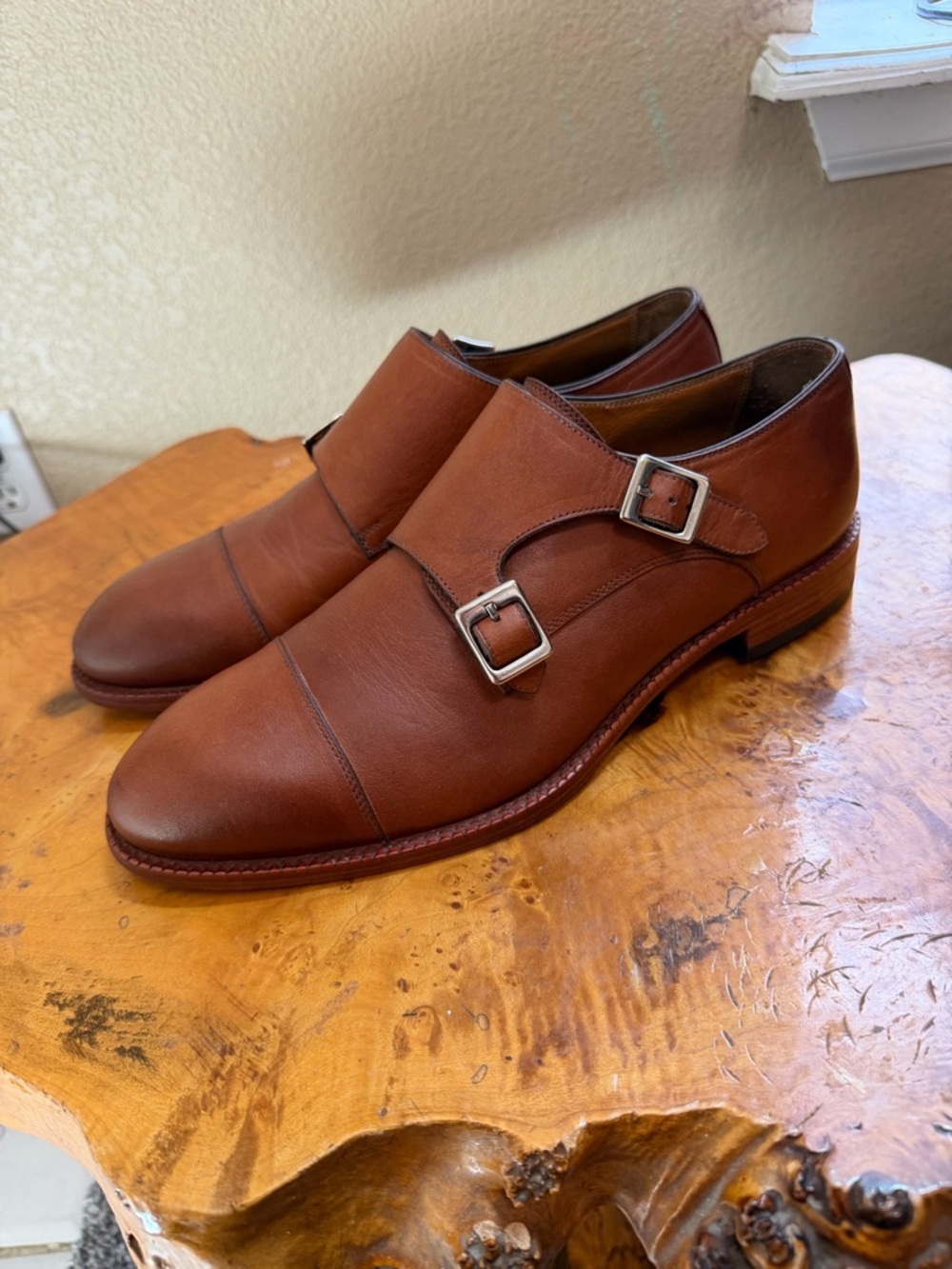Beckett Simonon Cognac Double Monk Strap Oxfords